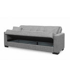 Canapé convertible 3 places coffre tissu gris 225 cm - Malpensa
