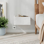 Comodino sospeso con cassetto e luci integrate 40 cm bianco e cashmere Onda