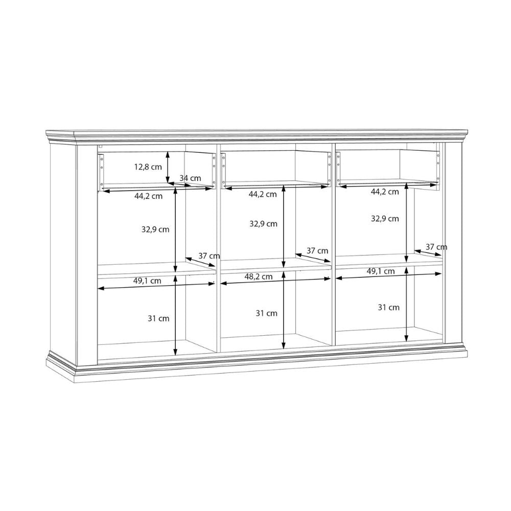 PNTK232-Q214 BUFFET ESSENZA AVEC 3 TIROIRS ET 3 PORTES COULEUR BLANC ET CHÊNE