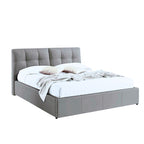 Letto matrimoniale con contenitore tessuto grigio Melia