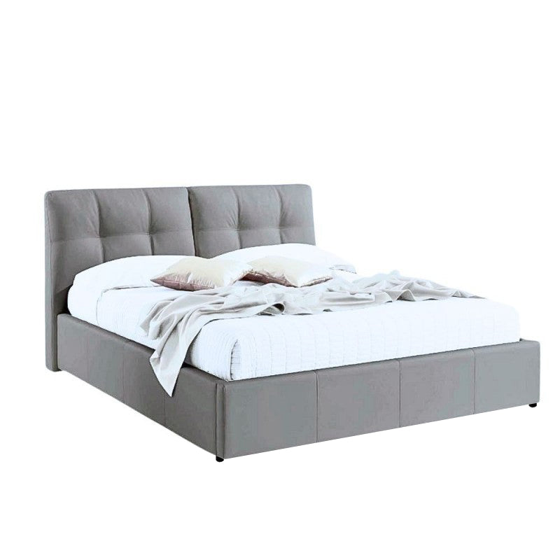 Letto matrimoniale con contenitore tessuto grigio Melia
