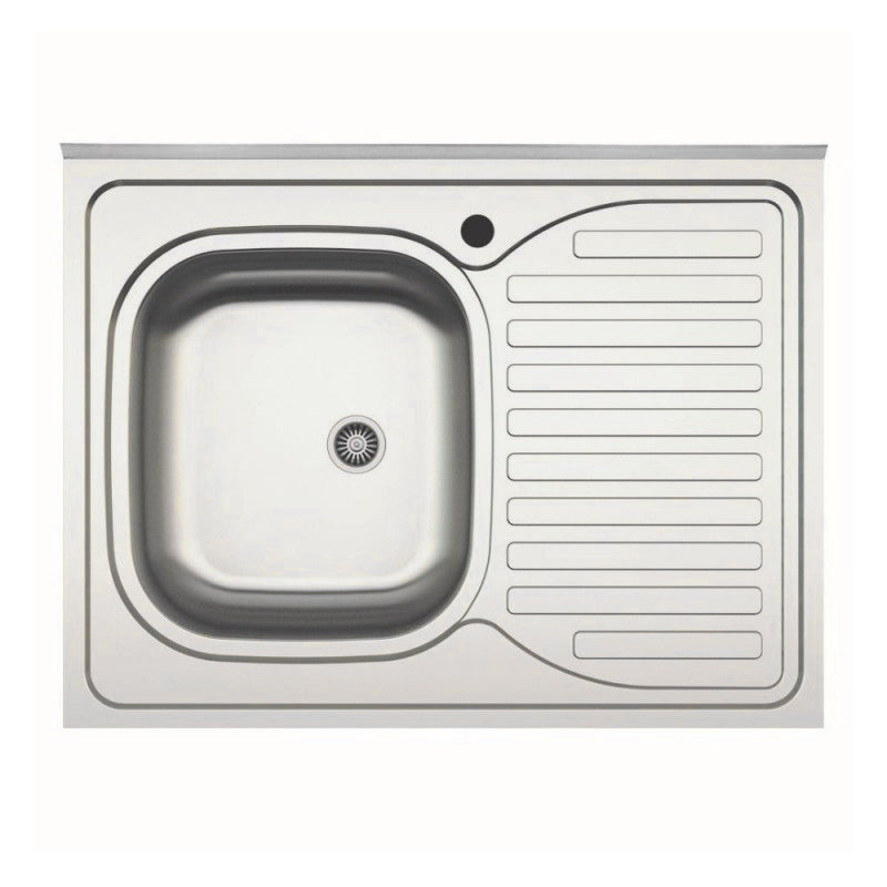 Lavello cucina da appoggio una vasca con gocciolatoio destro 80x60 cm - Samet SA30DX