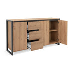 Buffet 160 cm avec portes et tiroirs couleur chêne et anthracite - Denver 3
