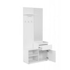 Meuble d'entrée 85x195h cm avec miroir et porte-manteaux couleur blanc - Image