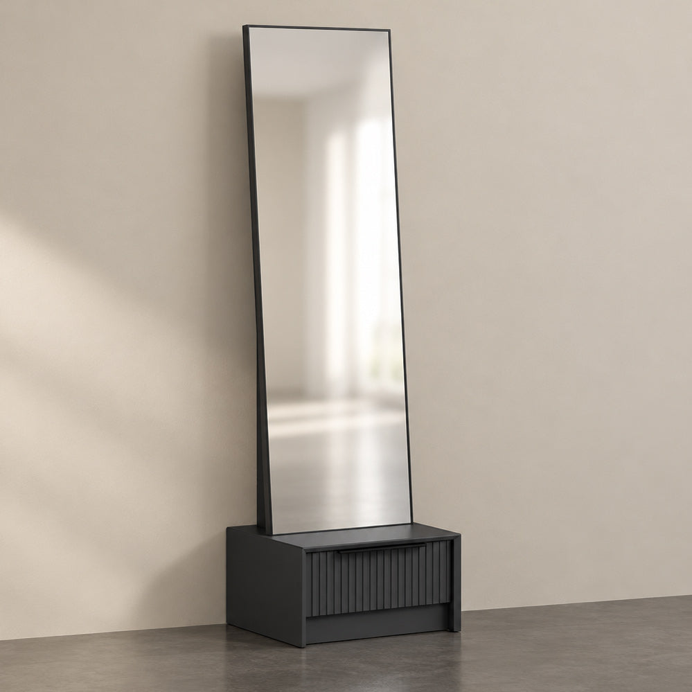Spiegel mit Schubladenunterschrank anthrazit 54x45x178H cm - Wilmy