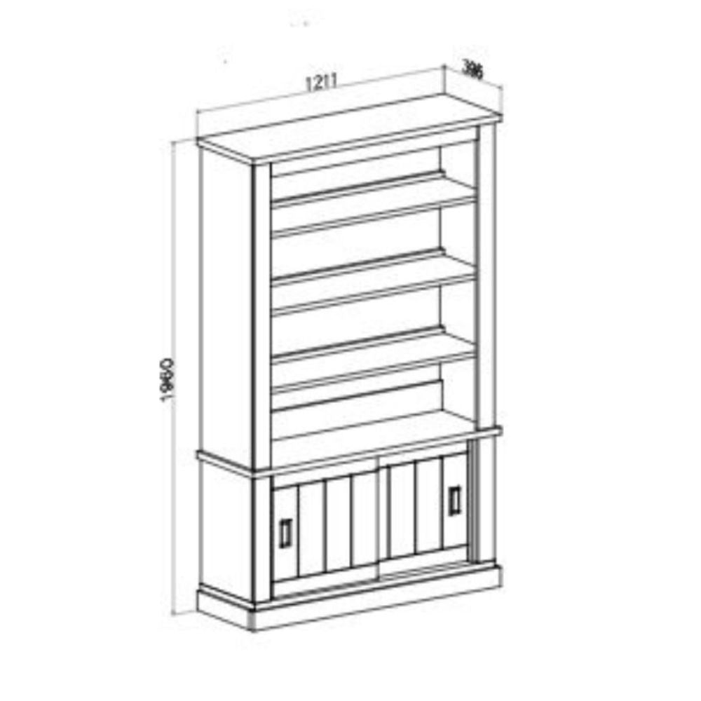 Credenza con 3 ripiani e 2 ante scorrevoli colore pino bianco e rovere 121,1x196H cm -  Anthony III