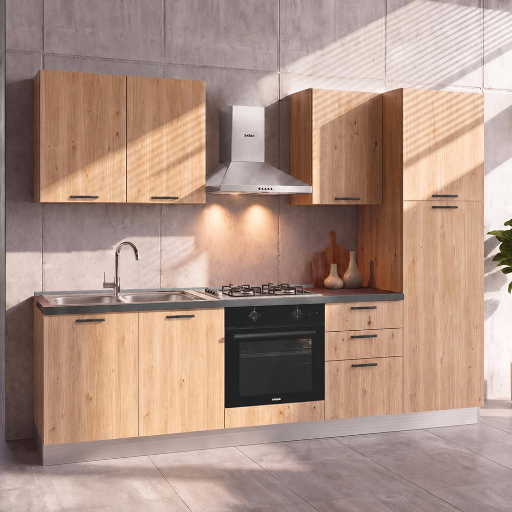 Cucina completa con elettrodomestici colore rovere lis Asti255 Industrie Valentini