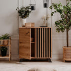 Sideboard mit 2 Türen und Einlegeböden, Farbe Eiche und Anthrazit 80x85H cm - Medan01D