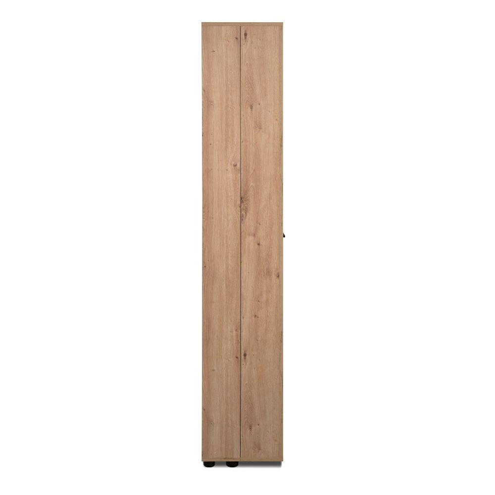 Schuhschrank mit 2 Türen und Fächern in Eichenoptik 74x181H cm - Magika