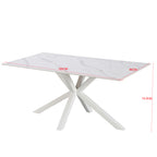 Tavolo da pranzo 160×90 cm in ceramica effetto marmo bianco con gambe bianche Hunter