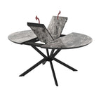 Tavolo rotondo allungabile piano effetto marmo nero arabesque lucido 126x126x76H Dobok