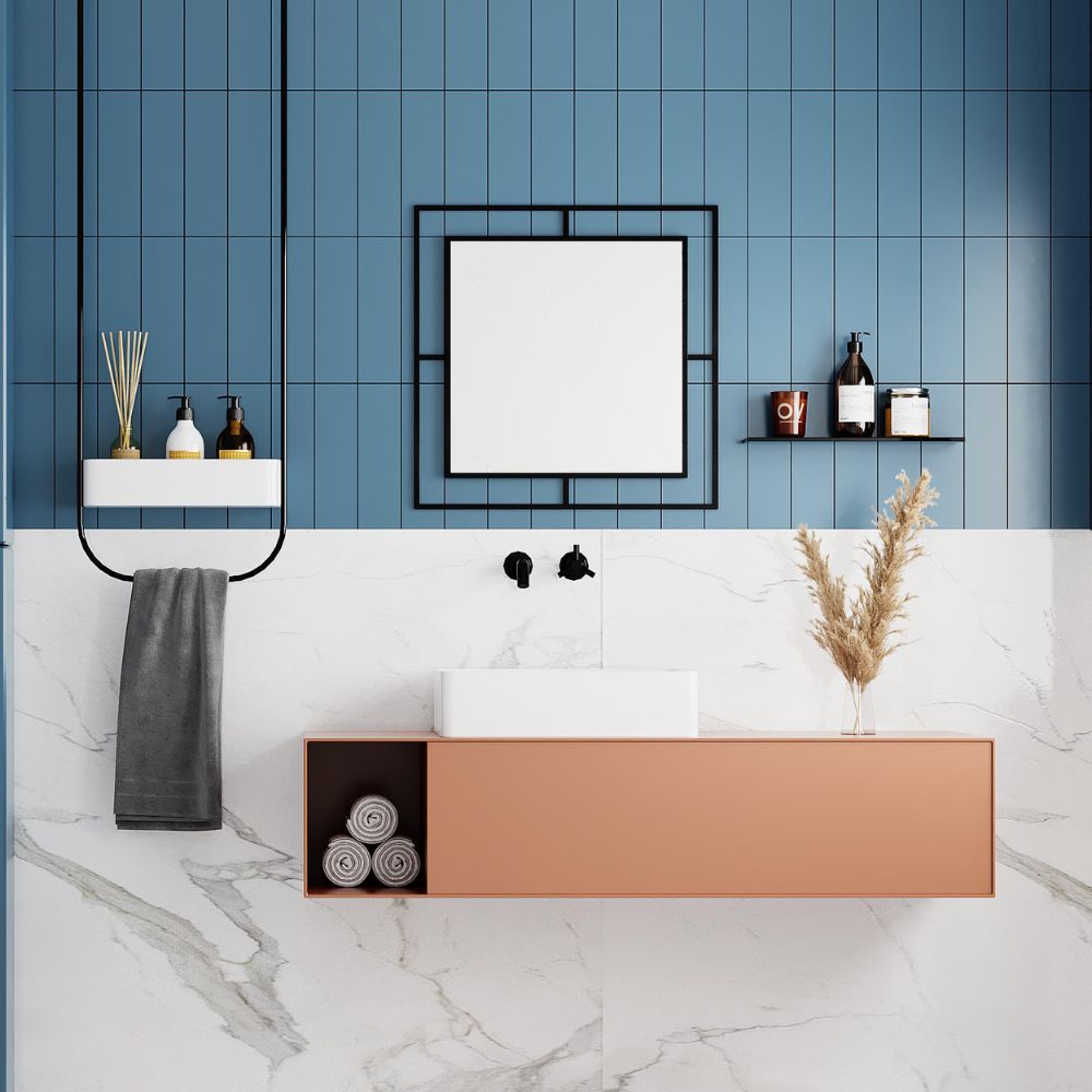 Miroir carré 58x58 cm avec double cadre en métal couleur noir - Corner