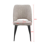 Set 4 sedie con schienale trapuntato a righe verticali e gambe in metallo nero colore grigio Naila