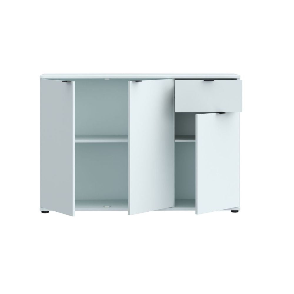 GNMK231L-U58 MEHRZWECK-UNTERSCHRANK MIT DREI TÜREN + 1 SCHUBLADE, HELLGRAU, B120CM