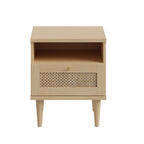 Comodino 1 cassetto in rovere con dettaglio effetto rattan 45.4x41.4x54.5H Livia