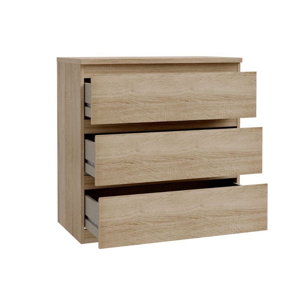 Cassettiera 3 cassetti colore rovere 77.2x42.2x80H Morgan