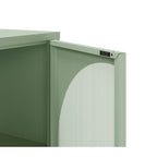 Credenza in metallo con 4 ante reticolate verde 160x40x90H cm - Tayra