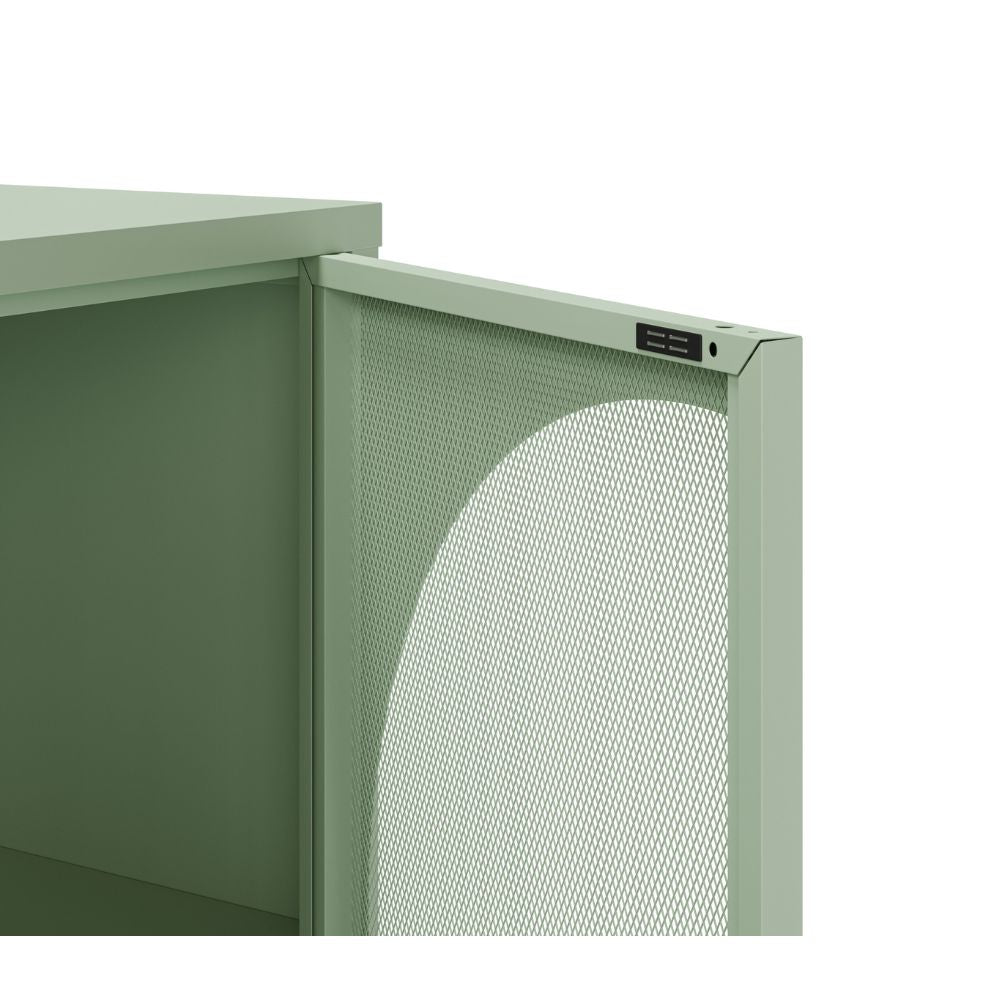 Credenza in metallo con 4 ante reticolate verde 160x40x90H cm - Tayra