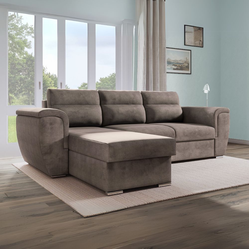 Divano con letto estraibile e penisola reversibile colore cappuccino 273 cm - Jorell