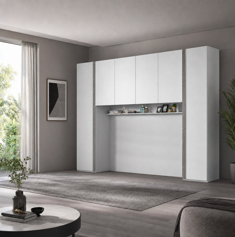 Armadio a ponte colore bianco frassino 288x236H cm - Ettore