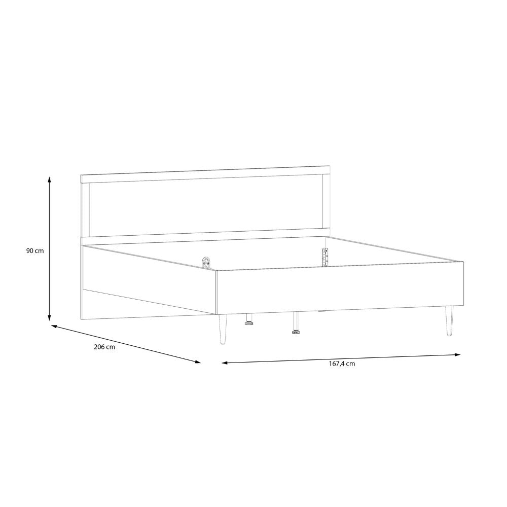 Letto matrimoniale con testiera effetto rattan colore rovere Livia