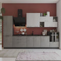 Cuisine complète couleur anthracite et béton avec plan de travail céramique 360 cm gauche - Pola