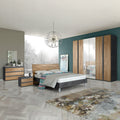 Camera da letto completa con armadio e letto colore noce dark - Borghese