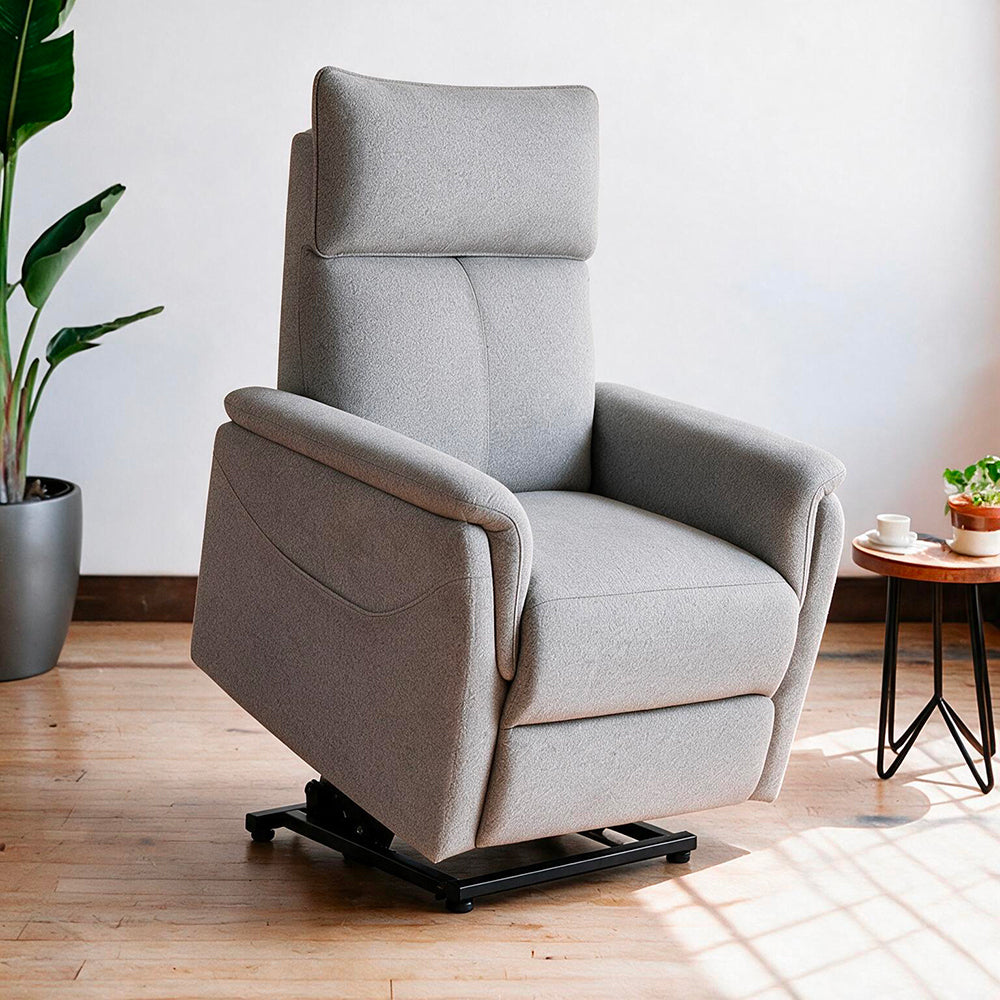 Poltrona alzapersona con recliner elettrico in tessuto grigio Motion