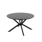 Tavolo rotondo allungabile piano effetto marmo nero con dettagli oro lucido 126x126x76H Dobok
