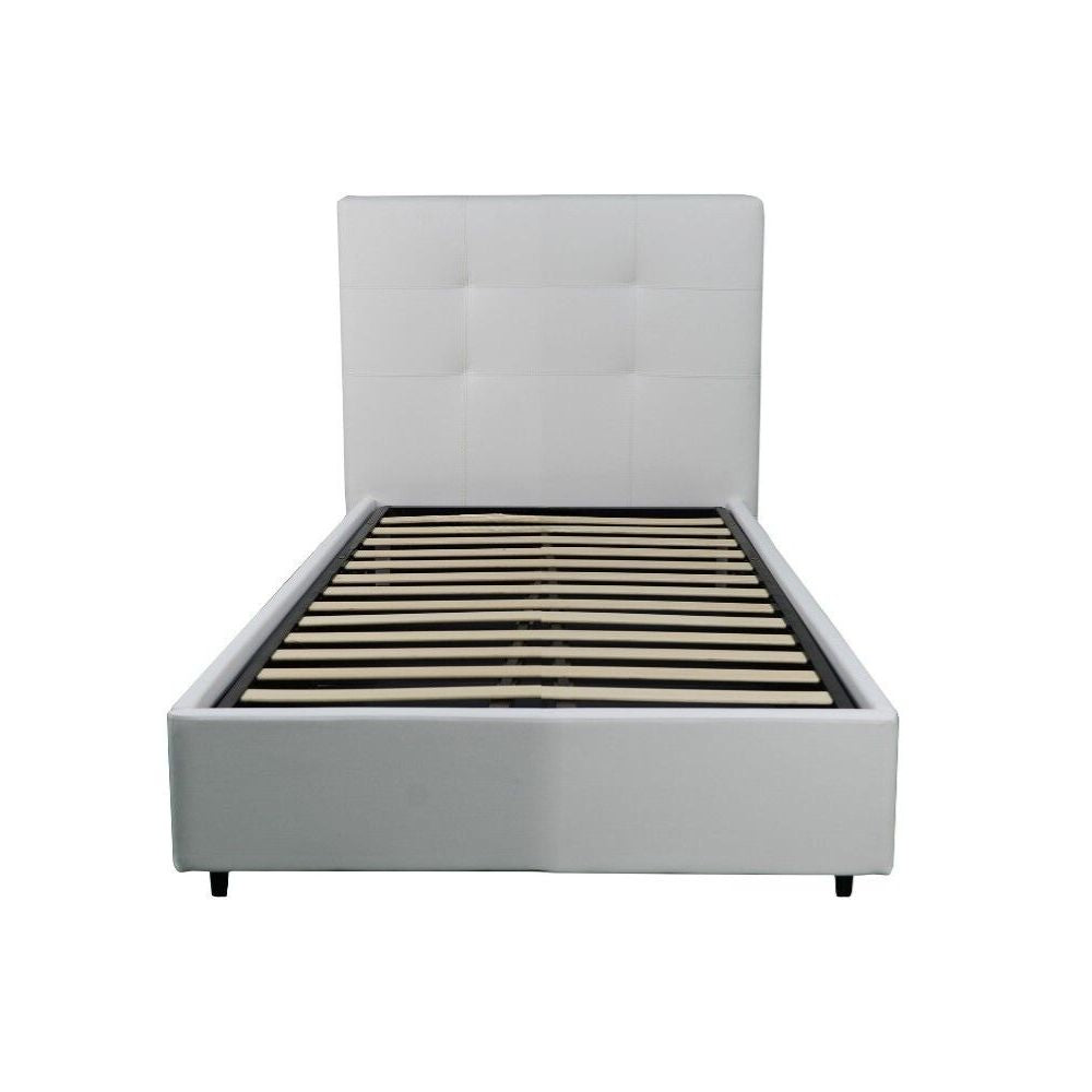 Einzelbett mit Bettkasten, Kunstleder, weiß - Ascoli