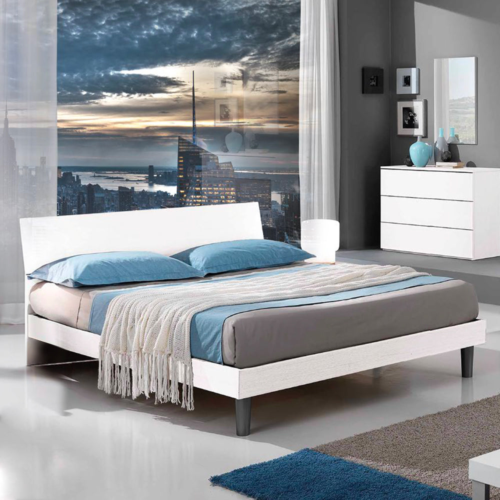 Letto matrimoniale in legno colore bianco - Manitoba