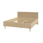 Letto matrimoniale con testiera effetto rattan colore rovere Livia