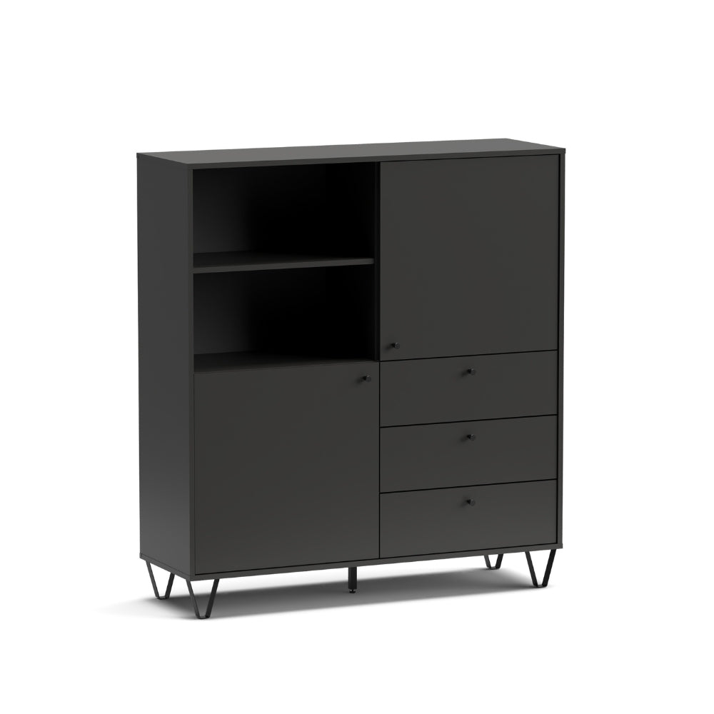 Credenza con ante cassetti e vano a giorno colore antracite 123,6x135H cm - Aldix