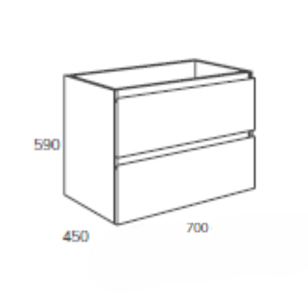 CNB022RC HÄNGENDER BADEZIMMERSCHRANK LONDRES 70*45*59 CM MIT ZWEI SCHUBLADEN EICHEFARBEN