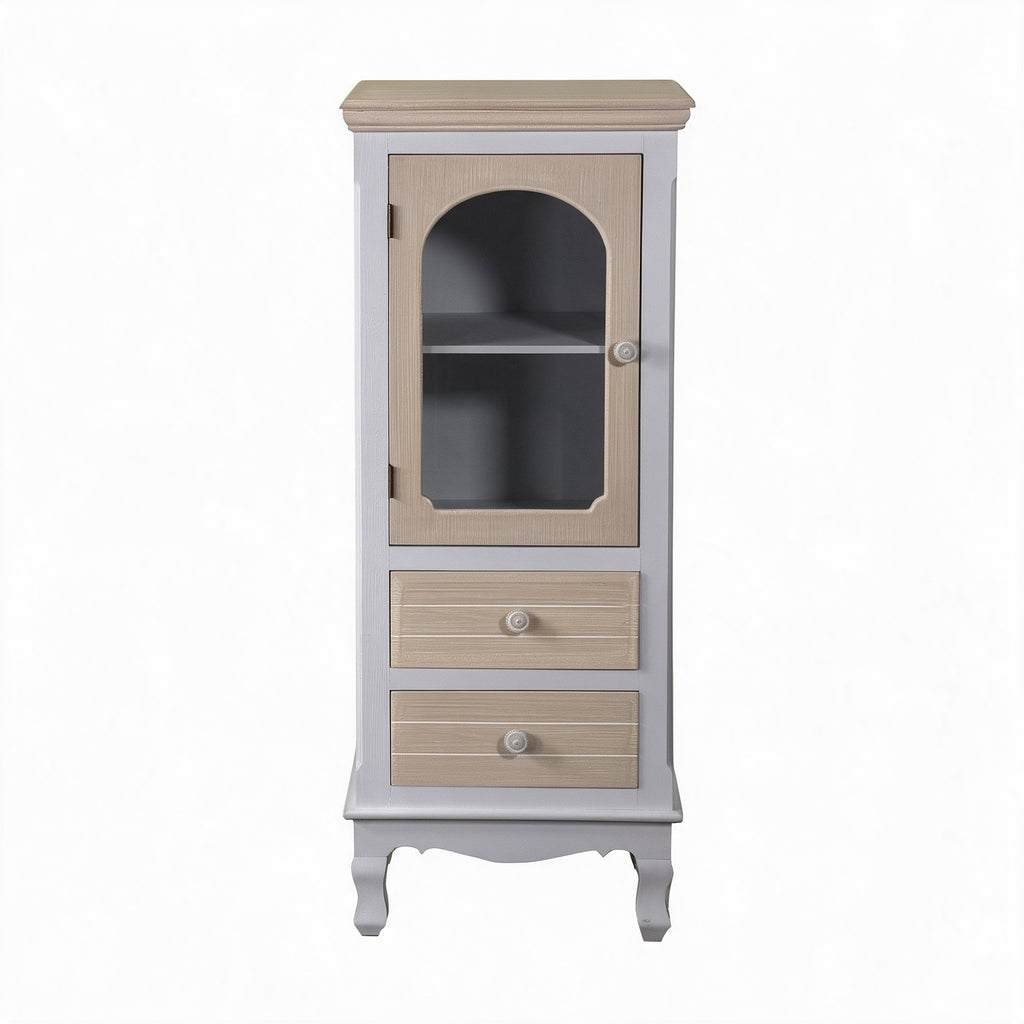 Mobile multiuso con anta in vetro e 2 cassetti shabby chic 40x30xH100 cm Norimberga