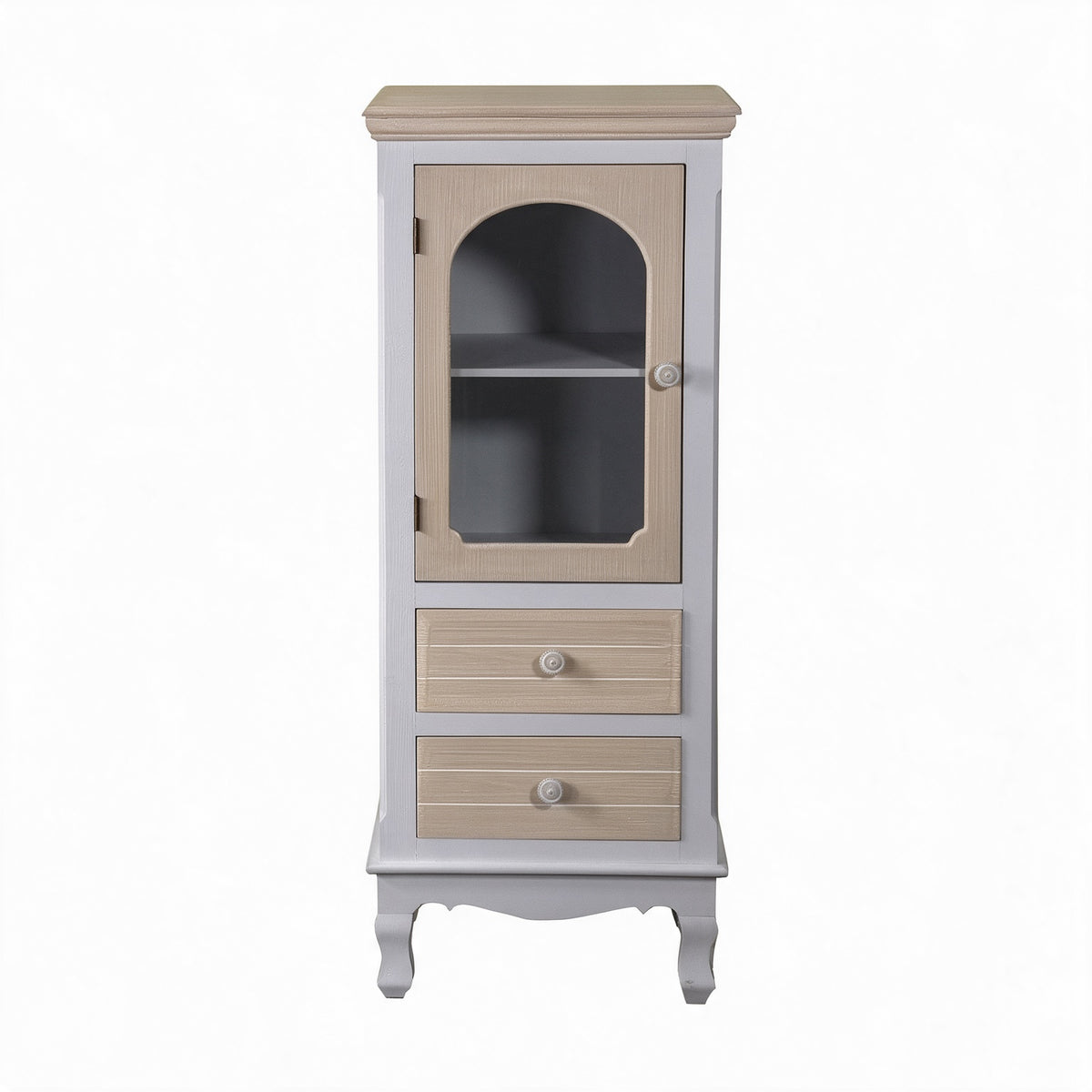 Mobile multiuso con anta in vetro e 2 cassetti shabby chic 40x30xH100 cm Norimberga