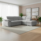 Divano letto angolare reversibile con pouf contenitore grigio chiaro Capri