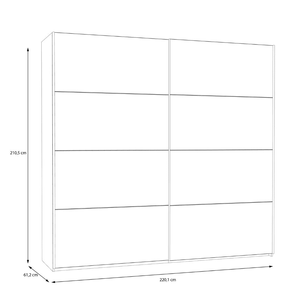 Armadio 2 ante scorrevoli rovere e bianco 170x61x210.5H Elio