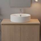Lavabo à poser rond 1 vasque en céramique blanc brillant 46x46 LAV618