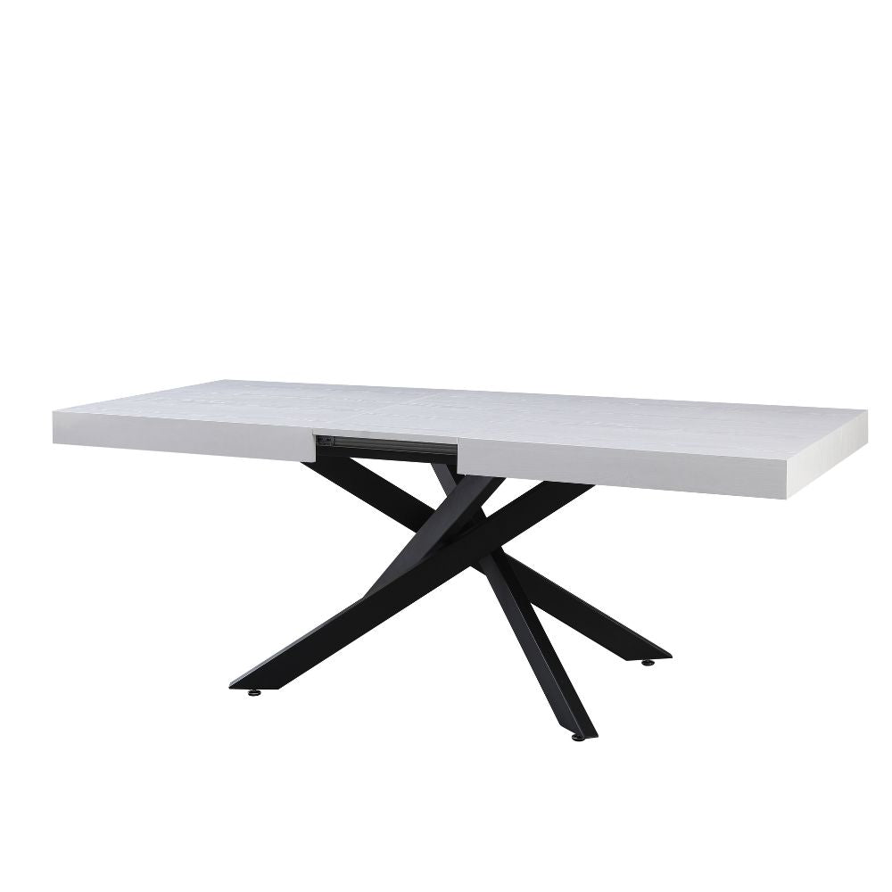 Tavolo allungabile con piano colore bianco e base nera 160x90 cm - Belinda