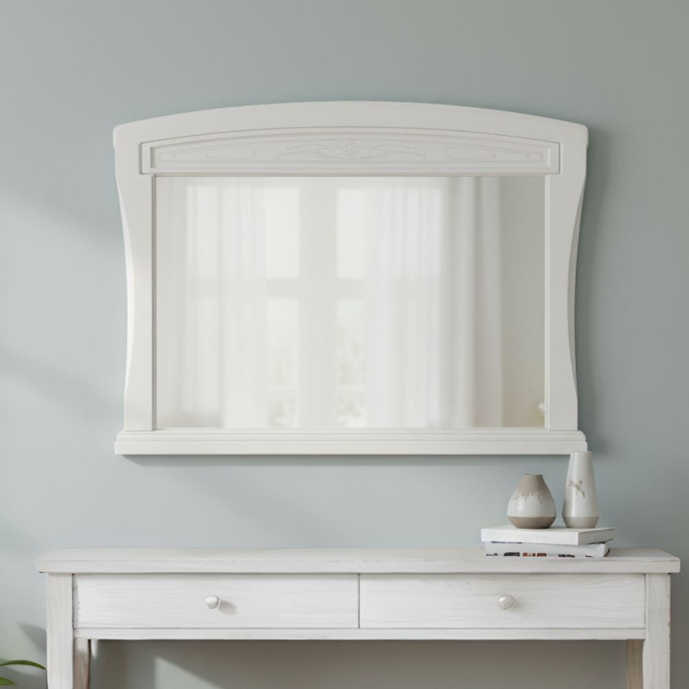 Specchiera in legno con cornice colore avorio Aurora