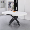 Tavolo rotondo allungabile con piano colore bianco opaco e gambe nere 120x75H cm - Mooni