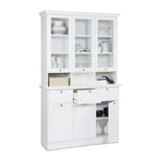 VITRINENSCHRANK 3 Glastüren+offene Fächer+3 Schubladen+3 untere Türen WEISS (001791)