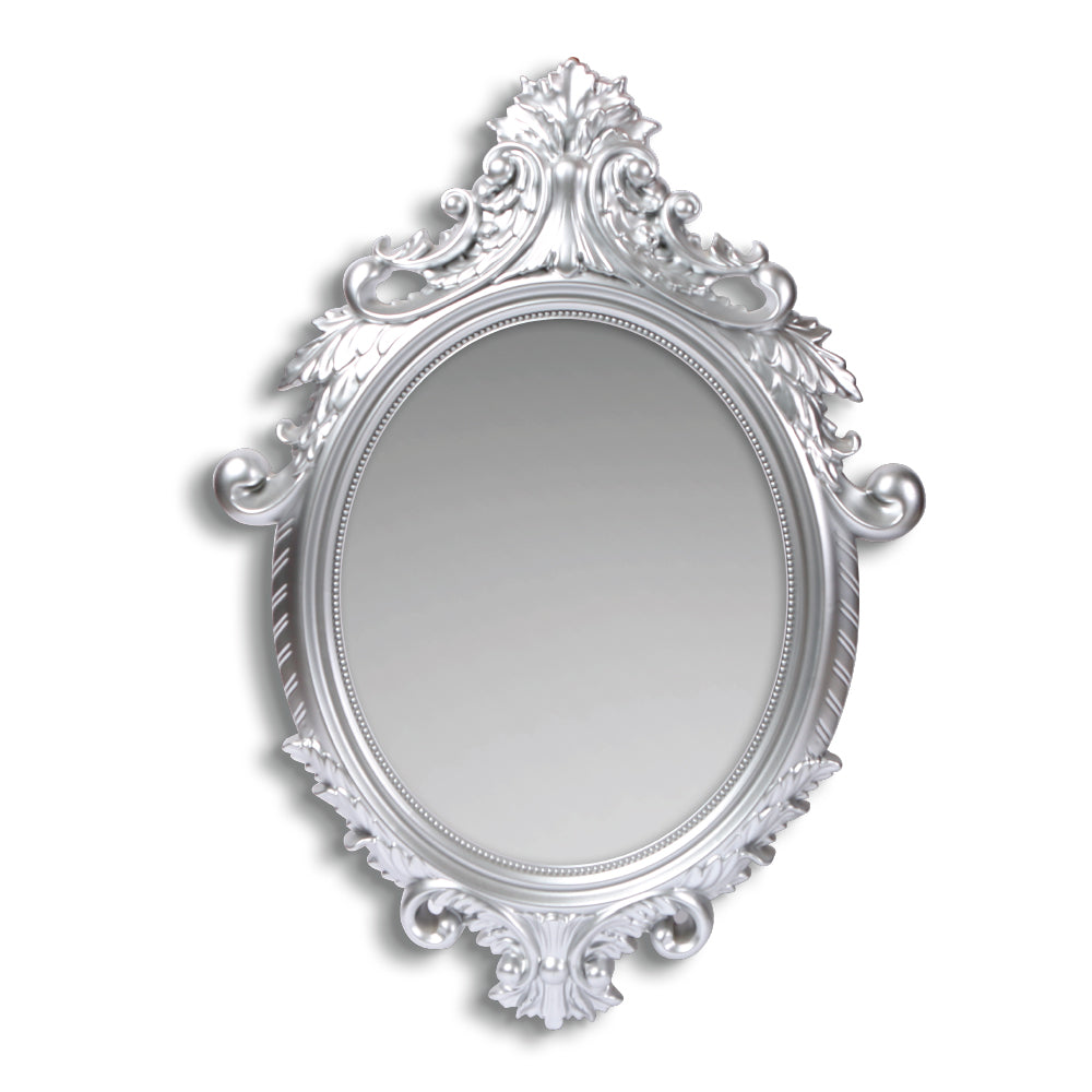 Specchio decorativo ovale da parete 60x81 cm con cornice barocca silver MR8360