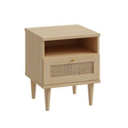 Comodino 1 cassetto in rovere con dettaglio effetto rattan 45.4x41.4x54.5H Livia