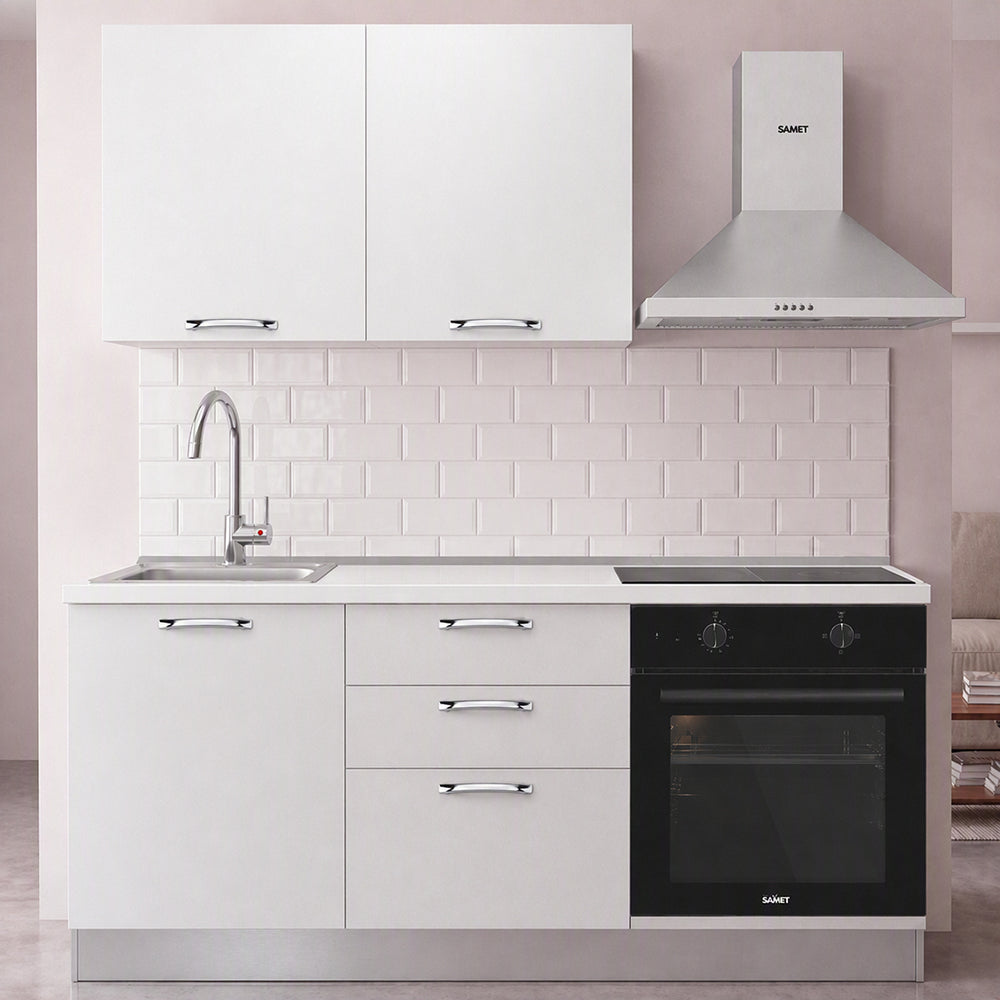 Cucina completa con elettrodomestici e piano a induzione colore bianco Astinew180 Industrie Valentini