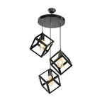 Lampada a sospensione 90 cm con 3 cubi nero in metallo - Agatha