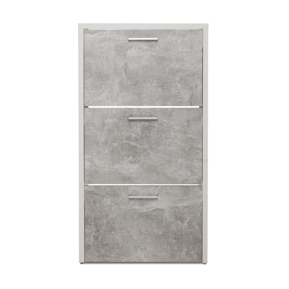Scarpiera 61x115h cm con tre ante colore cemento e bianco - Fulda