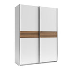 Armadio due ante scorrevoli colore bianco e inserti rovere 150x58,1x204,5H Metropol