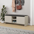 Banc à chaussures avec coussin et 2 portes couleur sandstone Zulla
